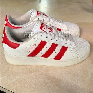 Adidas Superstar White with Red Stripes